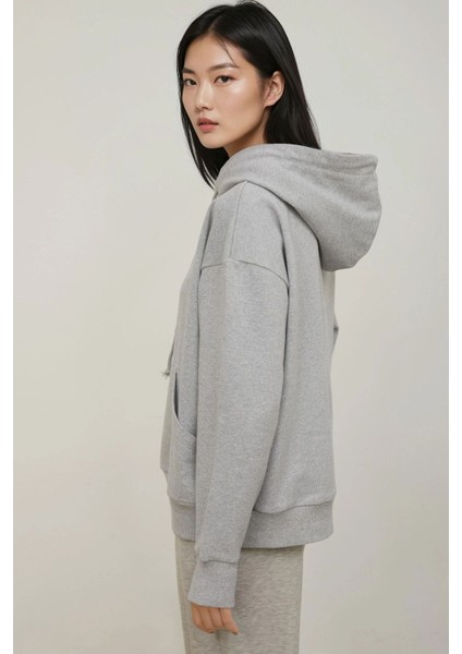 Kadın Oversize Kapüşonlu Sweatshirt Grey fırsatları