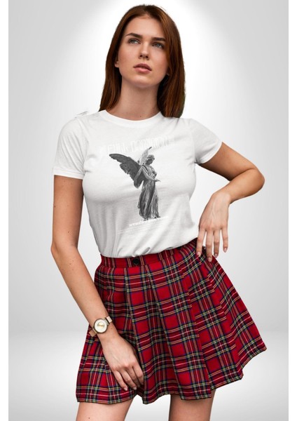 Modern Sanat Yunan Kadın Melek Grafik Baskılı Pamuklu Penye Kadın Erkek Beyaz Tişört