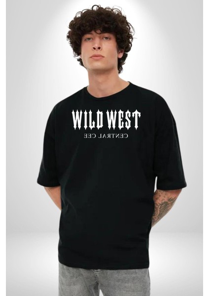 Wild West Central Cee Müzik Grafik Baskılı Pamuklu Penye Kadın Erkek Siyah Tişört modelleri