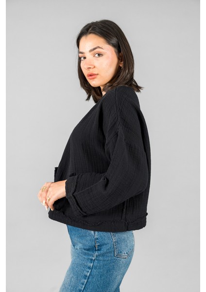 Müslin Kadın Cep Detaylı Uzun Kol Bluz fiyatları