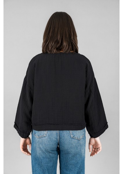 Müslin Kadın Cep Detaylı Uzun Kol Bluz indirimleri