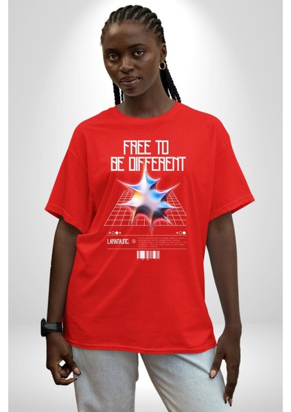 Farklı Olmak Zorundayım Grafik Baskılı Pamuklu Penye Kadın Erkek Kırmızı Tişört modelleri