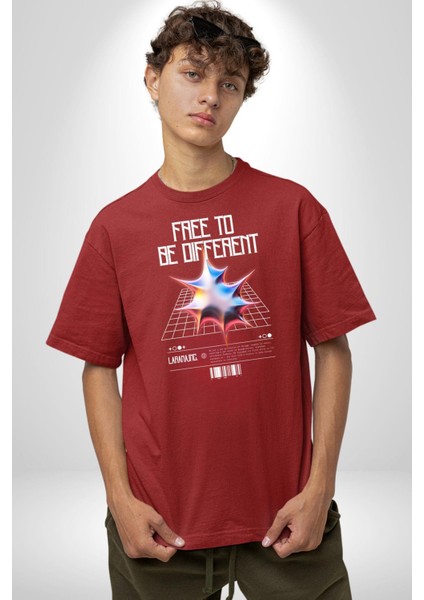 Farklı Olmak Zorundayım Grafik Baskılı Pamuklu Penye Kadın Erkek Kırmızı Tişört fırsatları