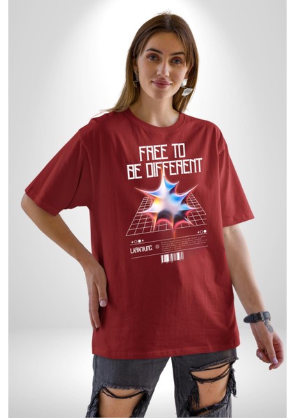 Farklı Olmak Zorundayım Grafik Baskılı Pamuklu Penye Kadın Erkek Kırmızı Tişört indirimleri