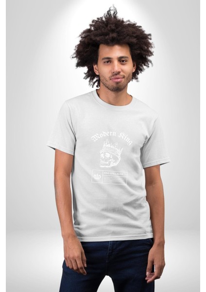 Çağdaş Yüzük Kurukafa Kral Grafik Baskılı Pamuklu Penye Kadın Erkek Beyaz Tişört fırsatları