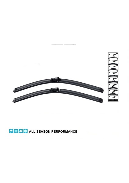 Silecek Süpürgesi Takım Caddy 10=> / Superb 08-15 / Hyundai I30 (Fd) / P308 Iı (T9) / Ceed (Ed/ff2) / Gıulıetta 19MM Buton 24"+18" A187S (600MM+450MM)