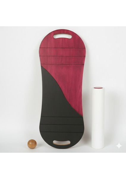 Siyah/kırmızı Denge Tahtası Balance Roller Board Çift Fonksiyonlu Sörf Eğitim Tahtası Kaykay Eğitim Tahtası