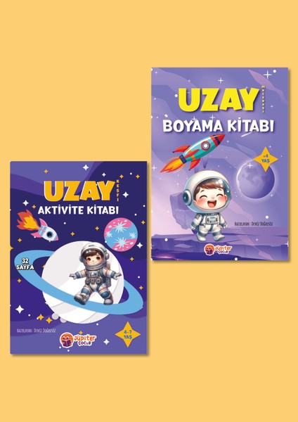 Uzay Aktivite & Boyama Kitabı 2’li Set - 4-7 Yaş Çocuklar Için - 60 Sayfa - Eğitici ve Eğlenceli Etkinlik Kitapları