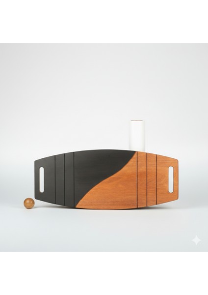 Siyah/kahve Denge Tahtası Balance Roller Board Çift Fonksiyonlu Sörf Eğitim Tahtası Kaykay Eğitim Tahtası 73 x 31 cm