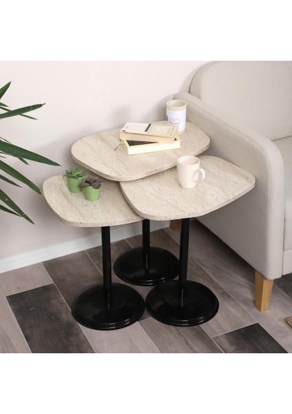 Silvavera Zigon Sehpa Mdf Tabla Alt Mekanizma Demir Siyah Renk