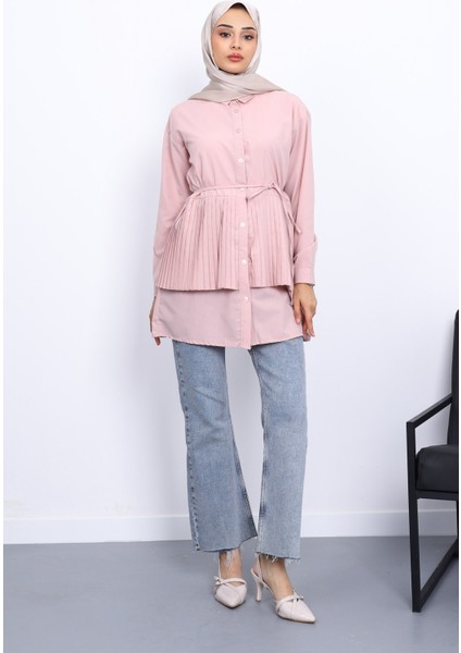 Pembe Yan Bağlamalı Poplin Tunik fiyatları