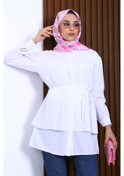 Beyaz Yan Bağlamalı Poplin Tunik fiyatları