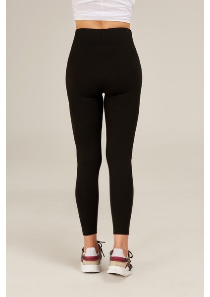 Kadın Siyah Yüksek Bel Korsajlı Spor Tayt fırsatları