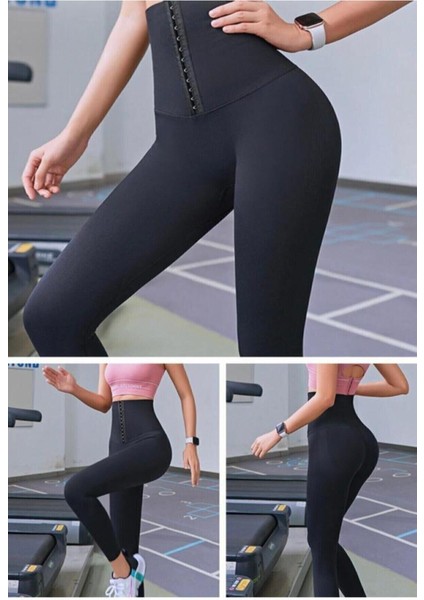 Yüksek Bel Sıkılaştırıcı Ağraflı Korse Tayt 3 Kademeli Korse Tayt