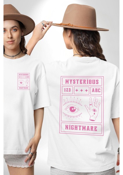 Mason Gözü Shirli Göz Kişilik Sokak Tasarımı Cep Sırt Baskılı Pamuklu Penye Kadın Erkek Beyaz Tişört