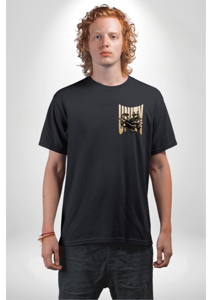 Yapay Zeka Gül Yılan Altın Siyah Gül 3D Minimal Cep Baskılı Pamuklu Penye Kadın Erkek Siyah Tişört fiyatları