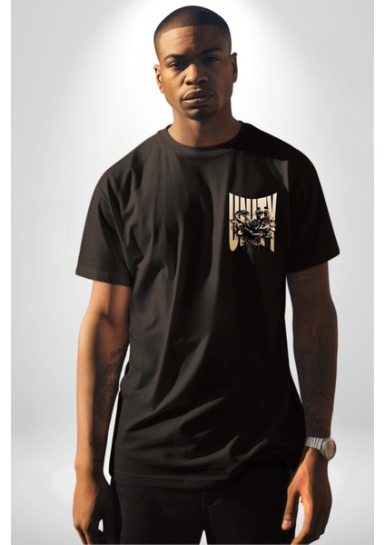 Yapay Zeka Gül Yılan Altın Siyah Gül 3D Minimal Cep Baskılı Pamuklu Penye Kadın Erkek Siyah Tişört fırsatları