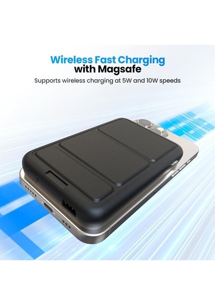 Iphone 11/12/13/14/15/16/17/pro/pro Max UYUMLU10.000 Mah 22,5W Magsafe Wireless Standlı Kablosuz Hızlı Powerbank 1xusb-A, 1xusb-C