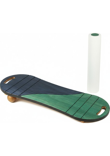 Yeşil/lacivert Denge Tahtası Balance Roller Board Çift Fonksiyonlu Sörf Eğitim Tahtası Kaykay Eğitim Tahtası
