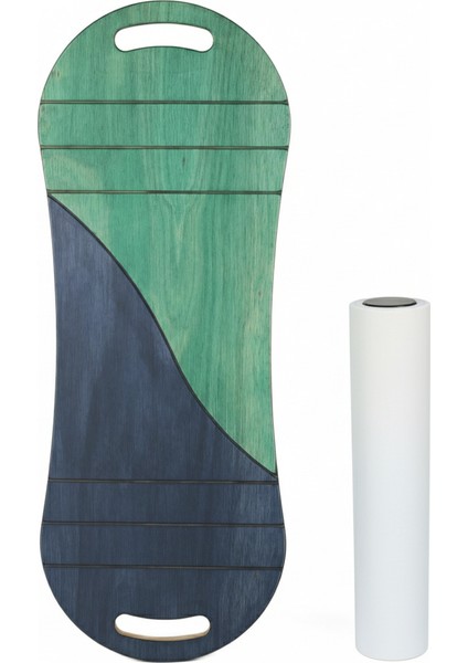 Yeşil/lacivert Denge Tahtası Balance Roller Board Çift Fonksiyonlu Sörf Eğitim Tahtası Kaykay Eğitim Tahtası