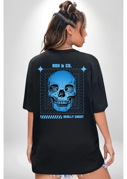 Sokak Sitili Kurukafa Sırt Baskılı Pamuklu Penye Kadın Erkek Siyah Tişört fiyatları