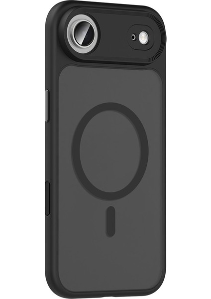 iPhone 17 Air Kılıf Flet Wireless Şarj Özellikli Mat Arka Yüzey Siyah