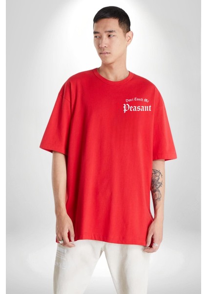 Dokunma Bana Cep Sırt Baskılı Pamuklu Penye Kadın Erkek Kırmızı Tişört fiyatları