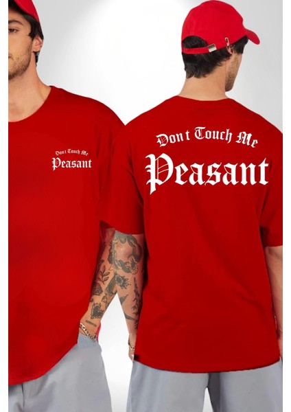 Dokunma Bana Cep Sırt Baskılı Pamuklu Penye Kadın Erkek Kırmızı Tişört fırsatları
