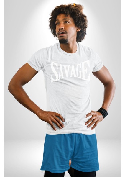 Vahşi Yazılı Grafik Baskılı Pamuklu Penye Kadın Erkek Beyaz Tişört fiyatları