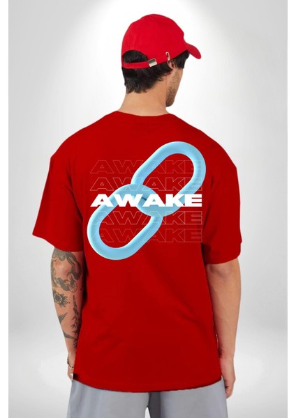 Zincirini Kır Uyan Sırt Baskılı Pamuklu Penye Kadın Erkek Kırmızı Tişört indirimleri