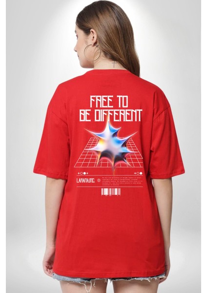 Farklı Olmak Zorundayım Sırt Baskılı Pamuklu Penye Kadın Erkek Kırmızı Tişört