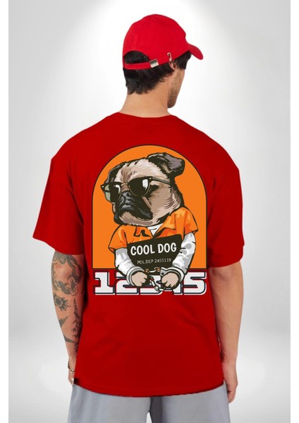Cool Köpek Hapishane Güneş Gözlük Cep Sırt Baskılı Pamuklu Penye Kadın Erkek Kırmızı Tişört modelleri