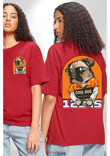 Cool Köpek Hapishane Güneş Gözlük Cep Sırt Baskılı Pamuklu Penye Kadın Erkek Kırmızı Tişört fırsatları