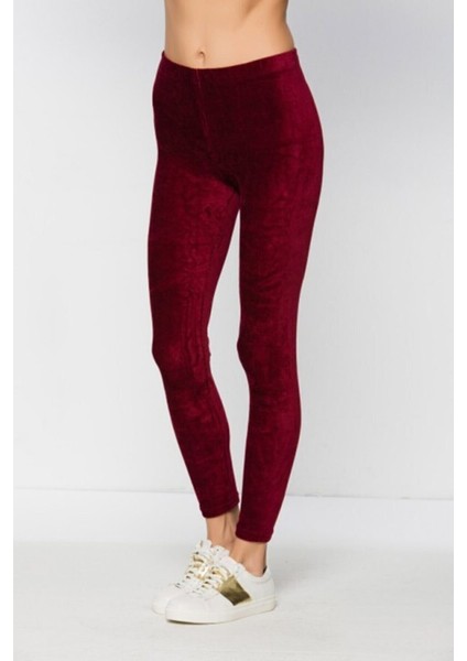 Fitilli Kadife Yüksek Bel Tayt