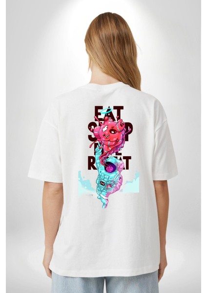 Space Party Astronaut Absürt Neon Renkli Uzay Cep Sırt Baskılı Pamuklu Penye Kadın Erkek Beyaz Tişört fiyatları