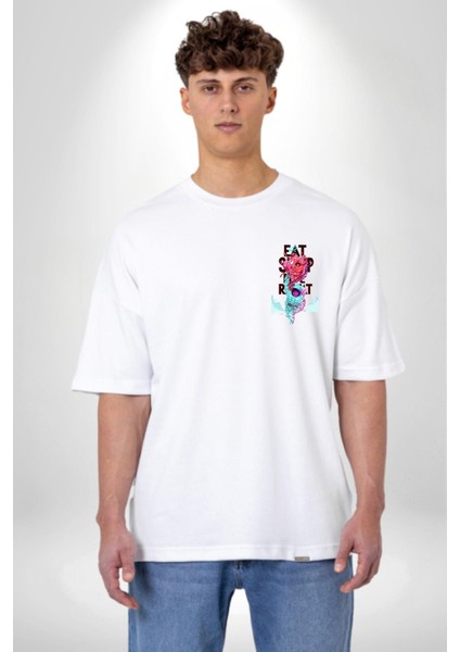 Space Party Astronaut Absürt Neon Renkli Uzay Cep Sırt Baskılı Pamuklu Penye Kadın Erkek Beyaz Tişört modelleri