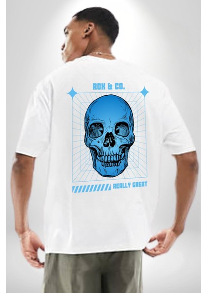 Sokak Sitili Kurukafa Cep Sırt Baskılı Pamuklu Penye Kadın Erkek Beyaz Tişört fiyatları