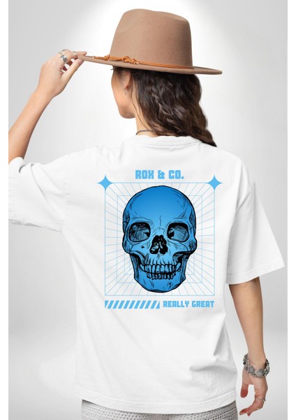 Sokak Sitili Kurukafa Cep Sırt Baskılı Pamuklu Penye Kadın Erkek Beyaz Tişört indirimleri