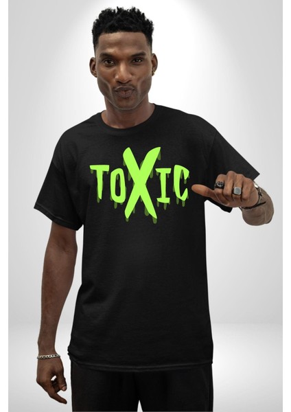 Sokak Sitili Atık Toxic Grafik Baskılı Pamuklu Penye Kadın Erkek Siyah Tişört fiyatları