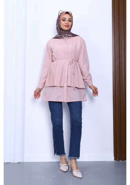 Pudra Yan Bağlamalı Poplin Tunik fiyatları