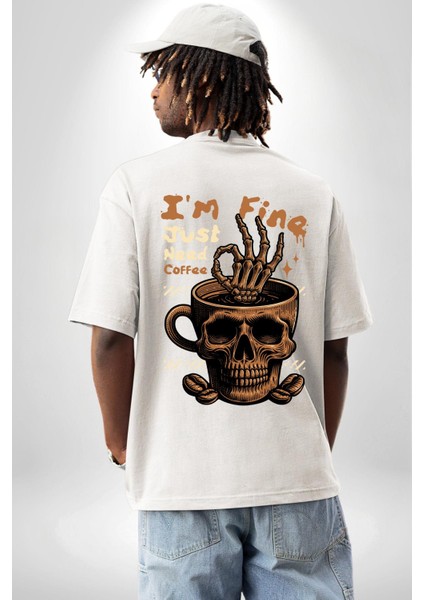 Iskelet Kupa Sadece Iyi Kahveye Ihtiyacım Var Cep Sırt Baskılı Pamuklu Penye Kadın Erkek Beyaz Tişört fiyatları