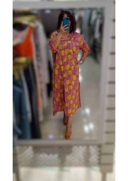 Italyan Cep Detaylı Limon Bahçesi Gömlek Elbise fiyatları