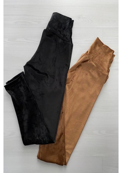 Yüksek Bel Fransız Siyah Kadife Tayt fırsatları