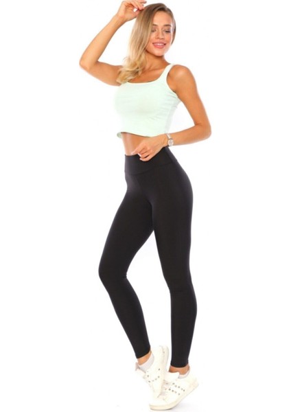 Kadın Siyah Yüksek Bel Dalgıç Kumaş Tayt fiyatları