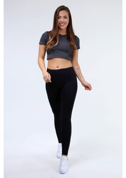 Yüksek Bel Toparlayıcı Siyah Fitilli Spor Tayt modelleri
