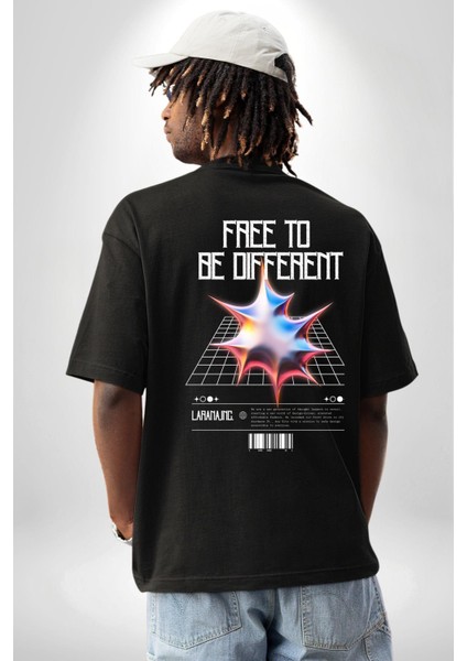 Farklı Olmak Zorundayım Sırt Baskılı Pamuklu Penye Kadın Erkek Siyah Tişört