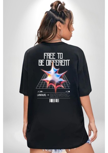 Farklı Olmak Zorundayım Sırt Baskılı Pamuklu Penye Kadın Erkek Siyah Tişört modelleri