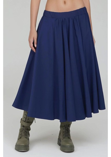 Kadın A-Form Fit Maxi Etek Blue