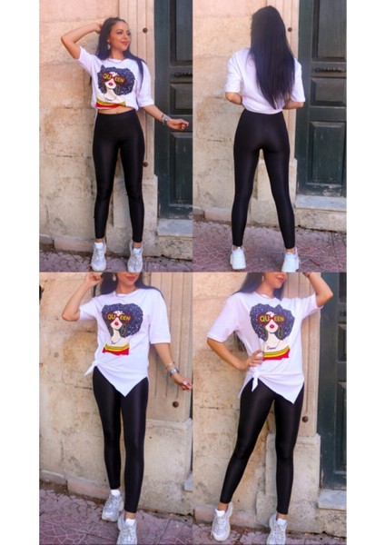 Kadın Yüksek Bel Tam Toparlayıcı Siyah Parlak Disco Tayt fiyatları