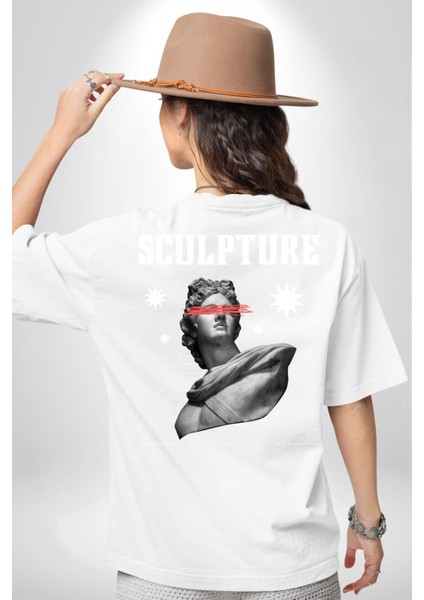 Michelagelo Modern Apollo Heykel Sokak Style Sırt Baskılı Pamuklu Penye Kadın Erkek Beyaz Tişört fırsatları